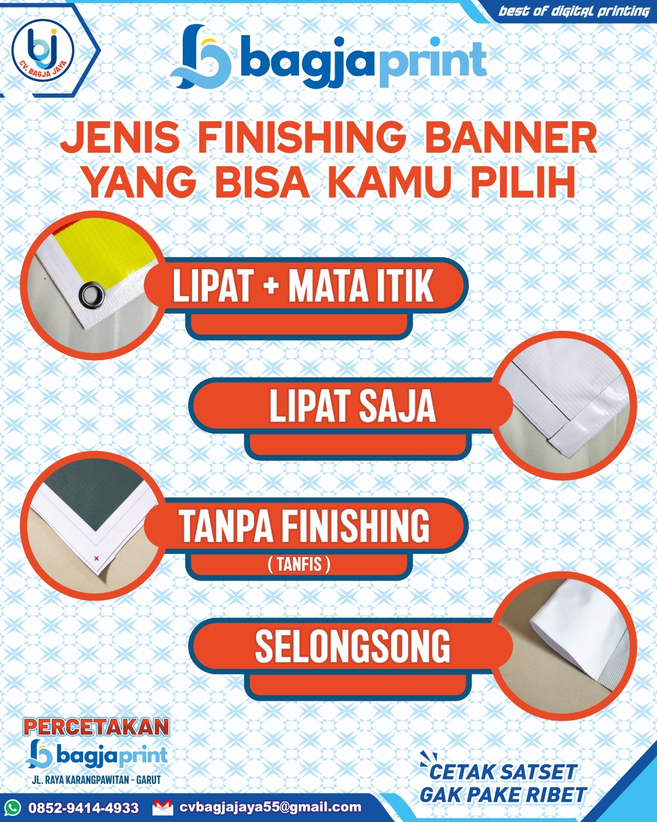 Contoh finishing spanduk